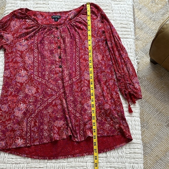 Lucky Brand Red pink white Floral Blouse - Picture 9 of 10